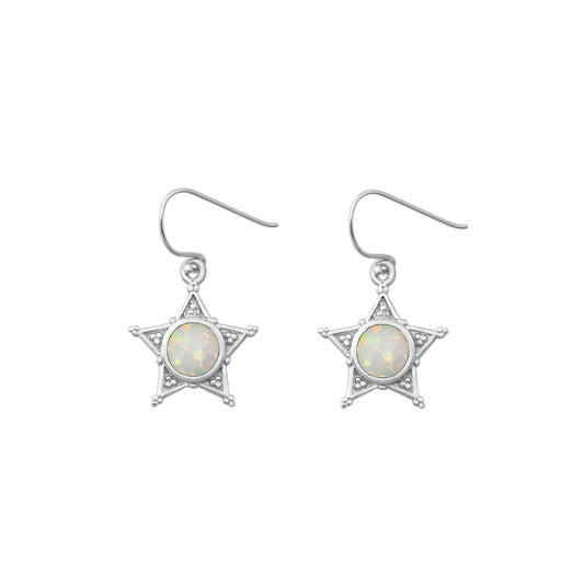 Silver Lab Opal Earrings - Sheriff Star