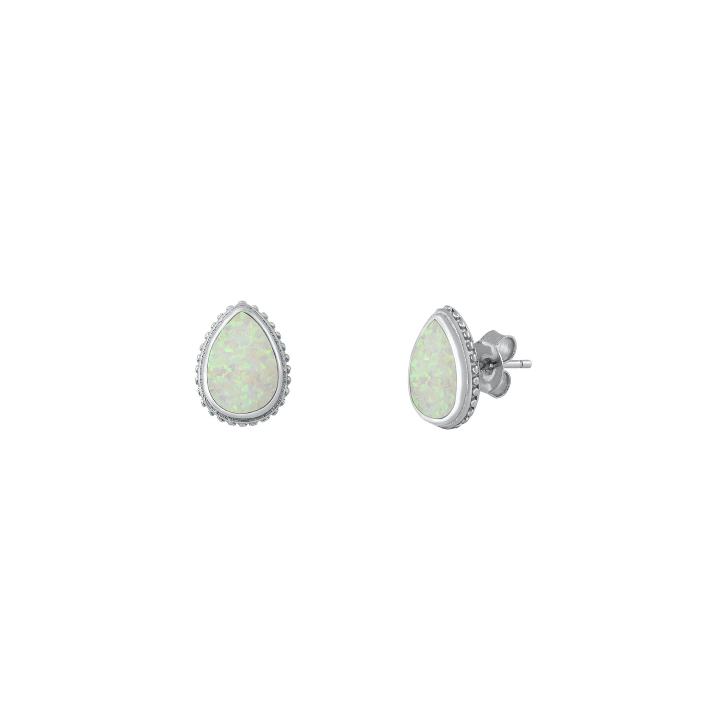 Silver Lab Opal Earrings