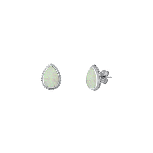 Silver Lab Opal Earrings