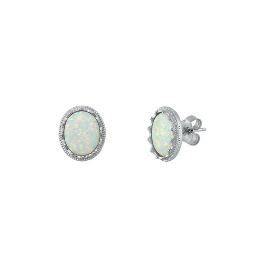 Silver Lab Opal Earrings