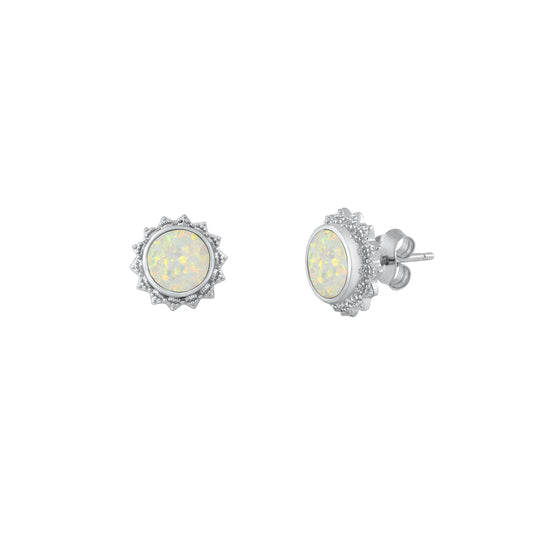 Silver Lab Opal Earrings