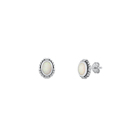 Silver Lab Opal Earrings