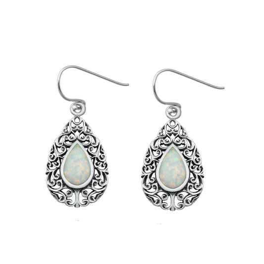 Silver Lab Opal Earrings