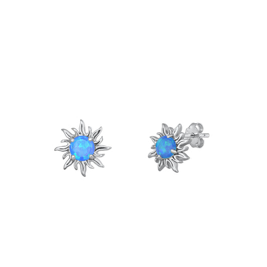 Silver Stud Earrings - Sun