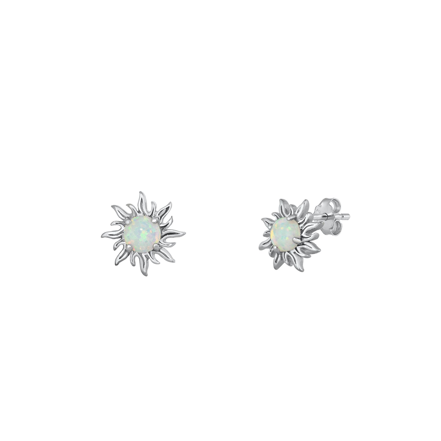 Silver Stud Earrings - Sun