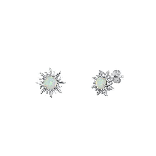 Silver Stud Earrings - Sun