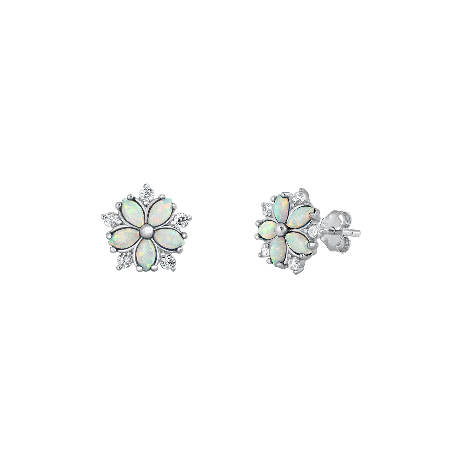 Silver Stud Earrings - Flower