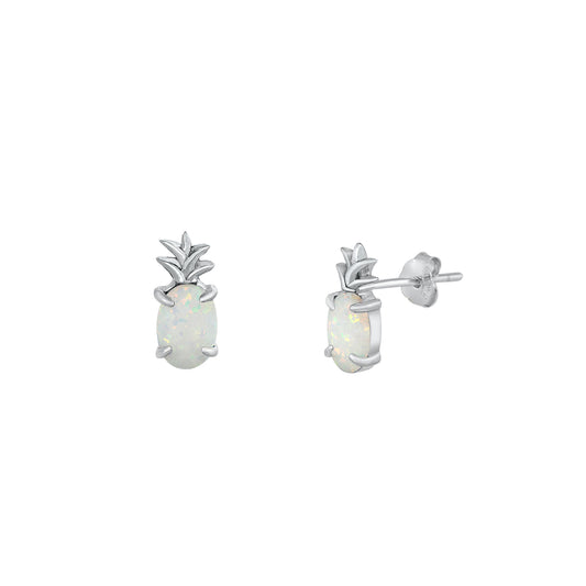 Silver Stud Earrings - Pineapple