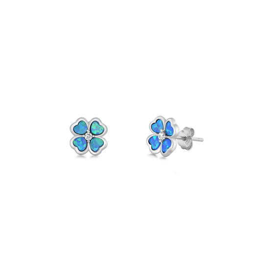 Silver Stud Earrings - Plumeria