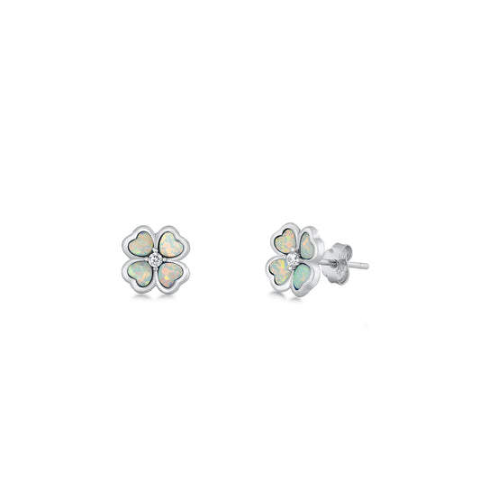 Silver Stud Earrings - Plumeria