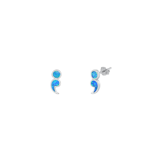 Silver Stud Earrings - Semicolon
