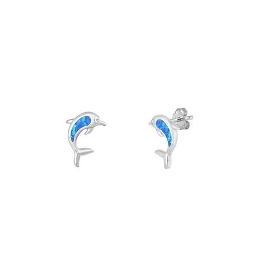 Silver Stud Earrings - Dolphin