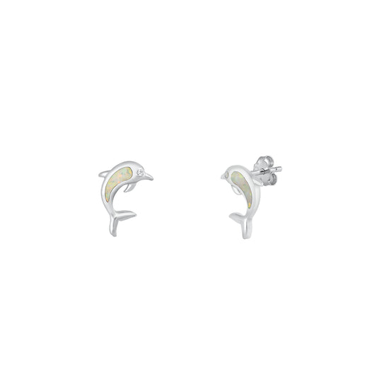 Silver Stud Earrings - Dolphin