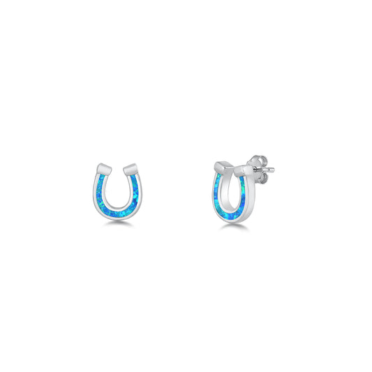Silver Stud Earrings - Horseshoe