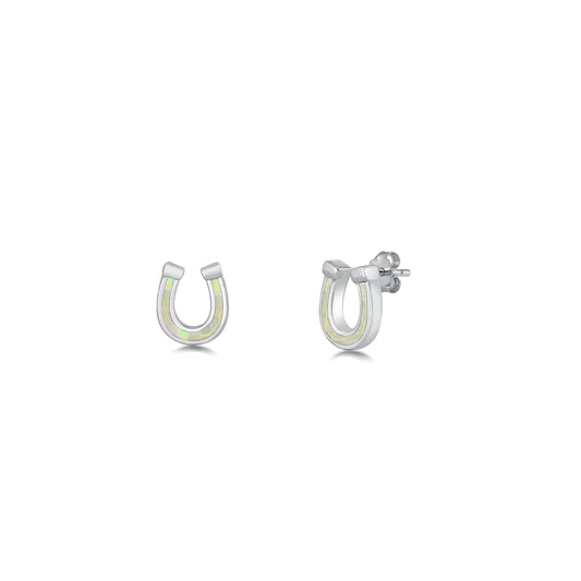 Silver Stud Earrings - Horseshoe