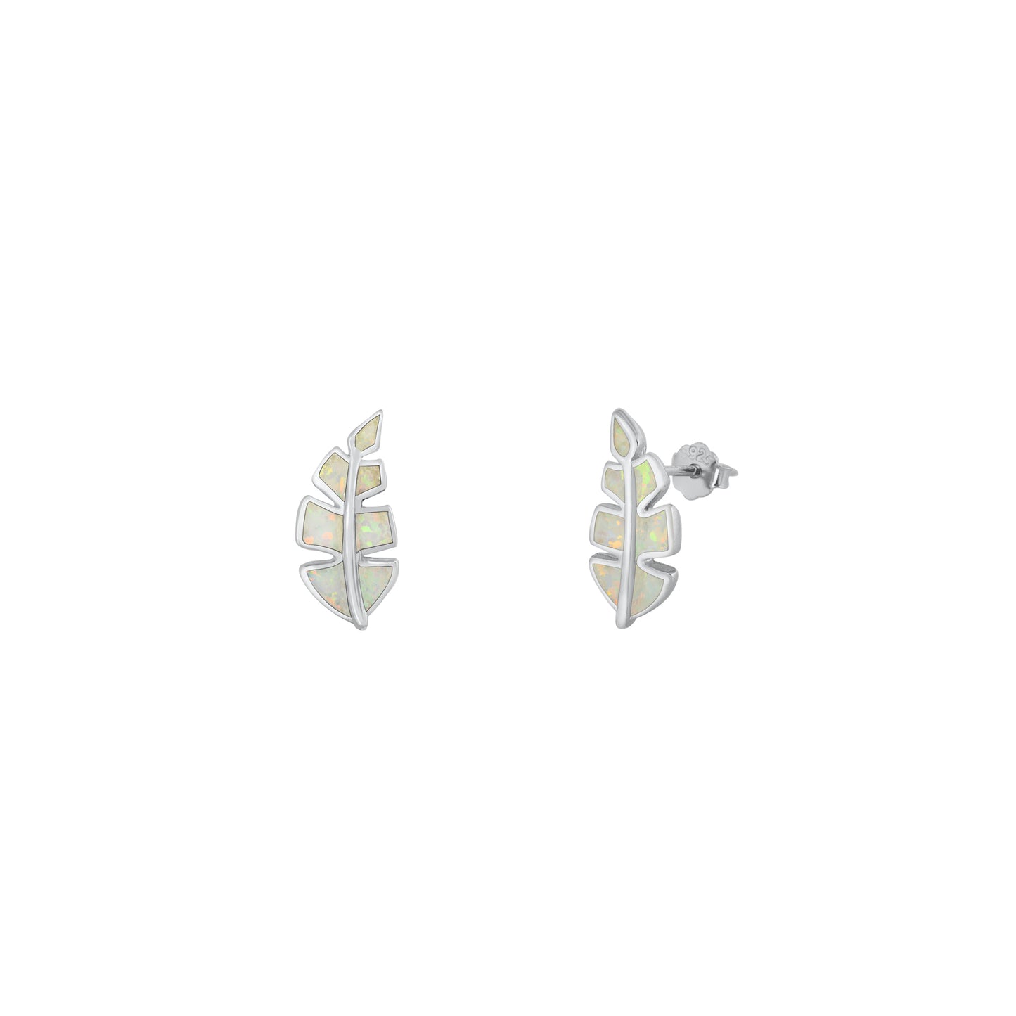 Silver Stud Earrings - Leaf