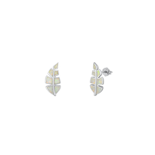 Silver Stud Earrings - Leaf
