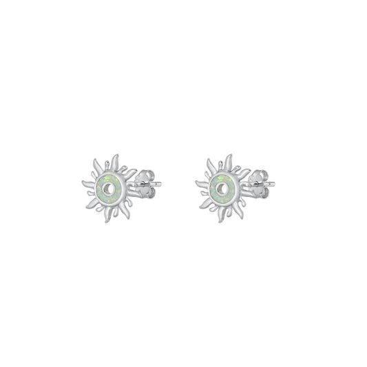 Silver Stud Earrings - Sun