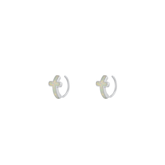 Silver Stud Earrings - Cross