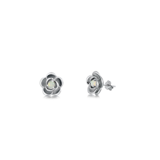 Silver Stud Earrings - Flower