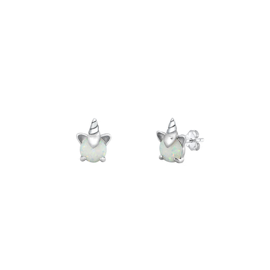 Silver Stud Earrings - Unicorn