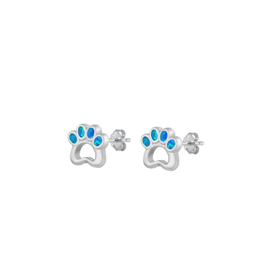Silver Stud Earrings - Paw Print
