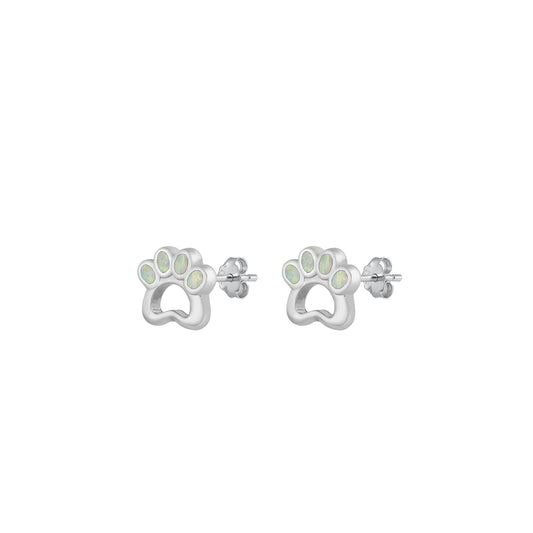 Silver Stud Earrings - Paw Print