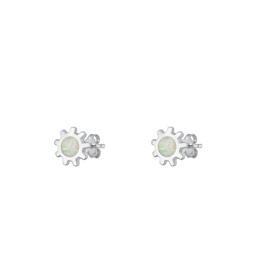Silver Stud Earrings - Sun