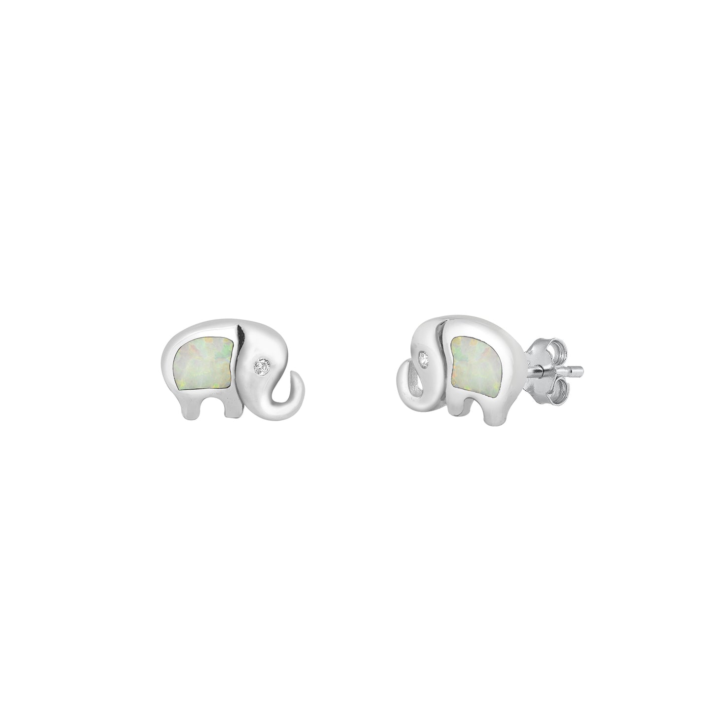 Silver Stud Earrings - Elephant