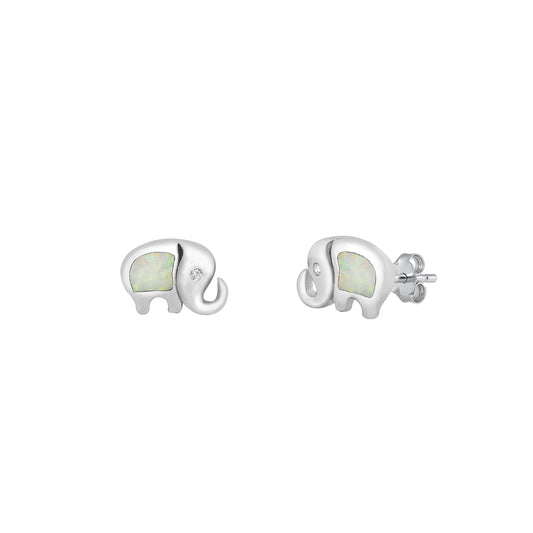 Silver Stud Earrings - Elephant