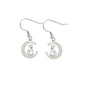 Silver Stud Earrings - Cat on Moon