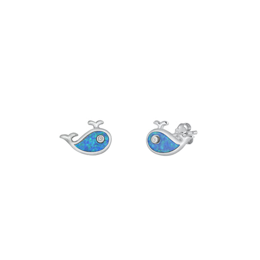 Silver Stud Earrings - Whale