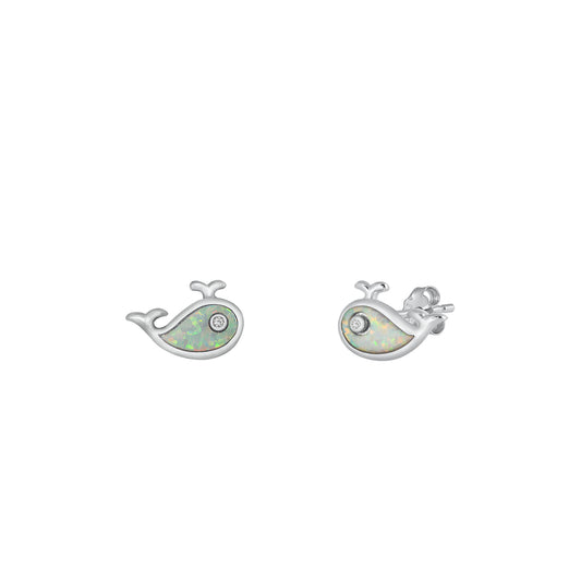 Silver Stud Earrings - Whale