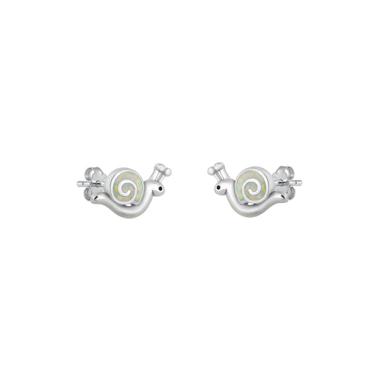 Silver Stud Earrings - Snail