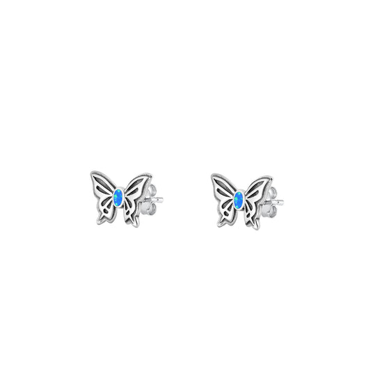 Silver Stud Earrings - Butterfly