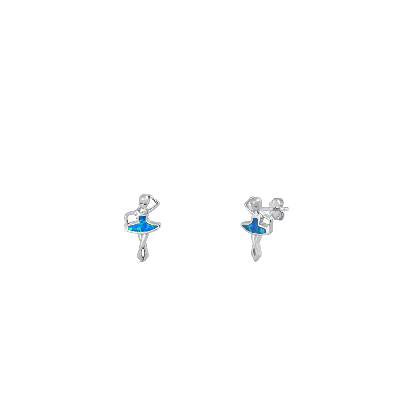 Silver Stud Earrings - Ballet Dancer