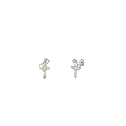 Silver Stud Earrings - Ballet Dancer