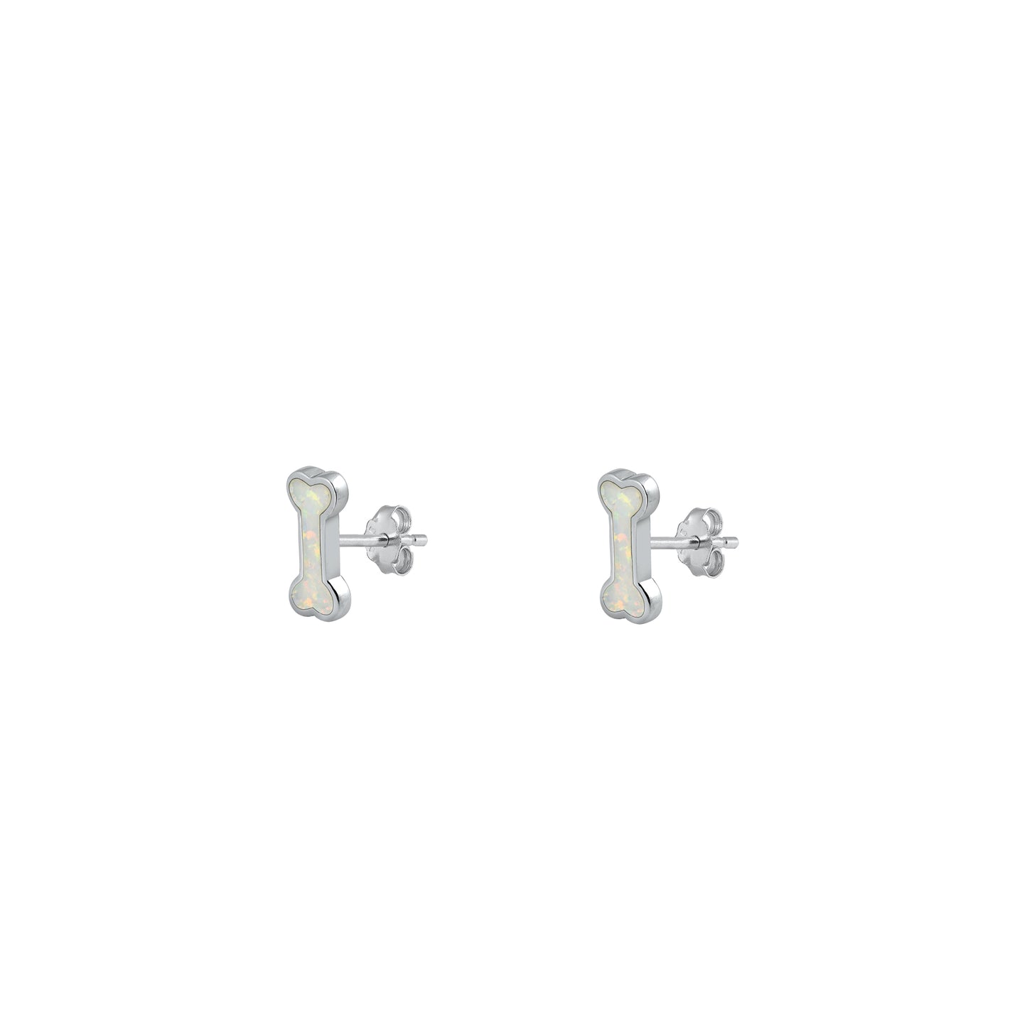 Silver Stud Earrings - Dog Bone