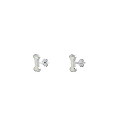 Silver Stud Earrings - Dog Bone