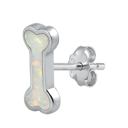 Silver Stud Earrings - Dog Bone