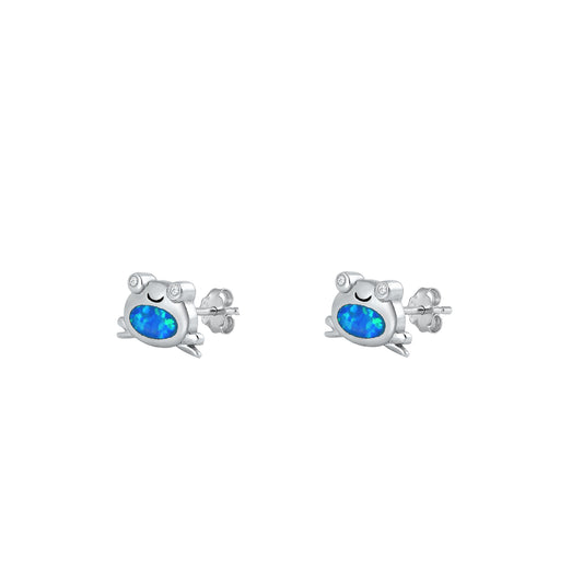 Silver Stud Earrings - Frog