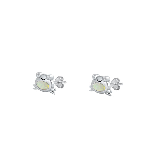 Silver Stud Earrings - Frog