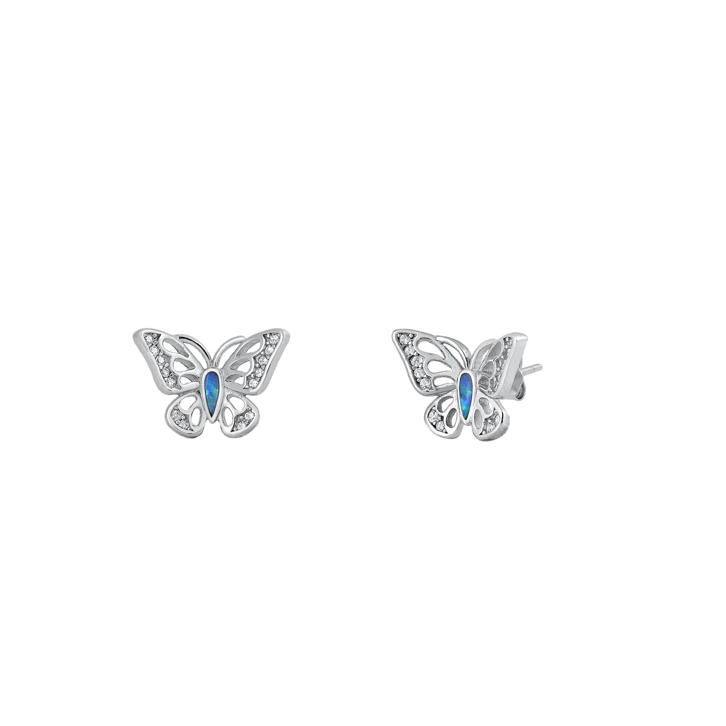 Silver Stud Earrings - Butterfly