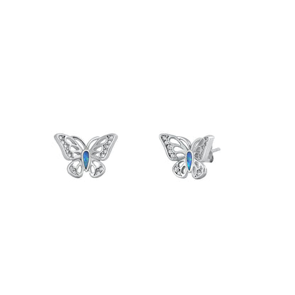 Silver Stud Earrings - Butterfly