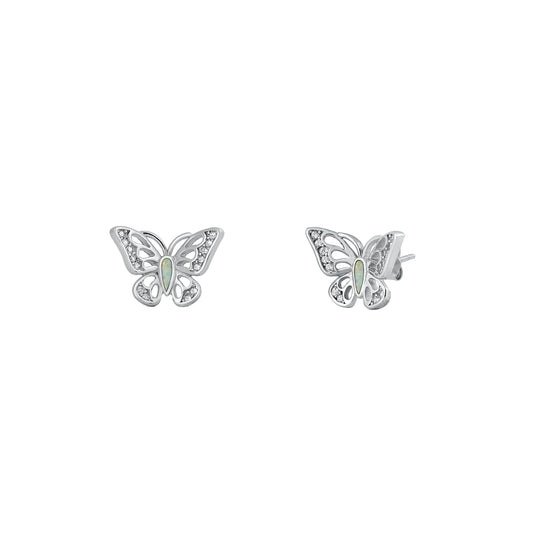 Silver Stud Earrings - Butterfly