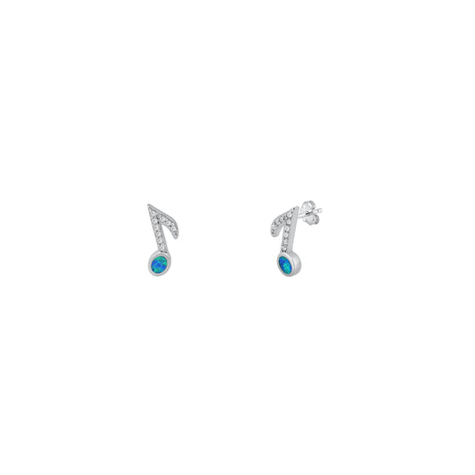 Silver Stud Earrings - Musical Note