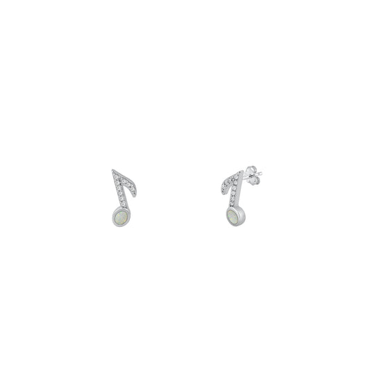 Silver Stud Earrings - Musical Note