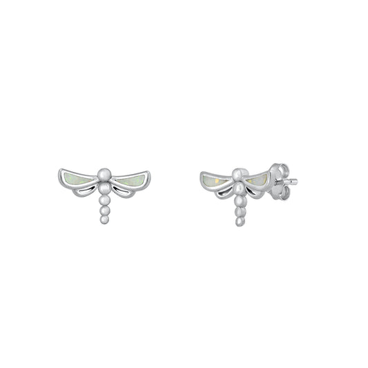 Silver Stud Earrings - Dragonfly