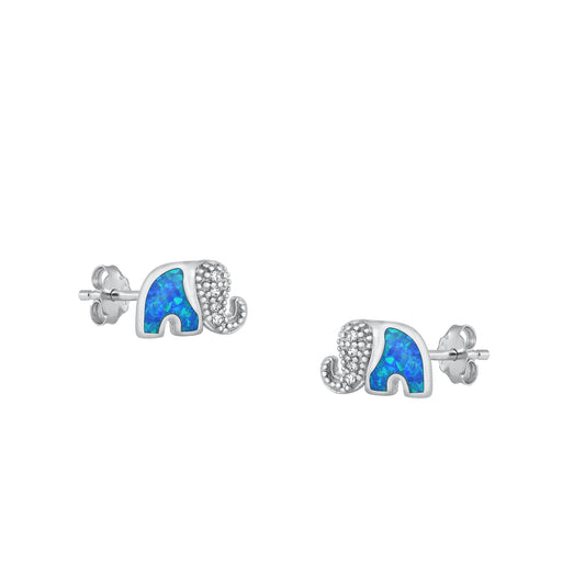 Silver Stud Earrings - Elephant