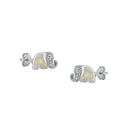 Silver Stud Earrings - Elephant